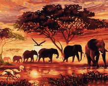 Lade das Bild in den Galerie-Viewer, &quot;Elefanten&quot; Malen nach Zahlen Komplett-Set
