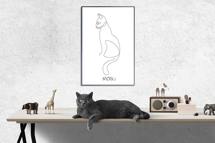 Happy-Posters: Personalisiertes Poster One Line Drawing Katze