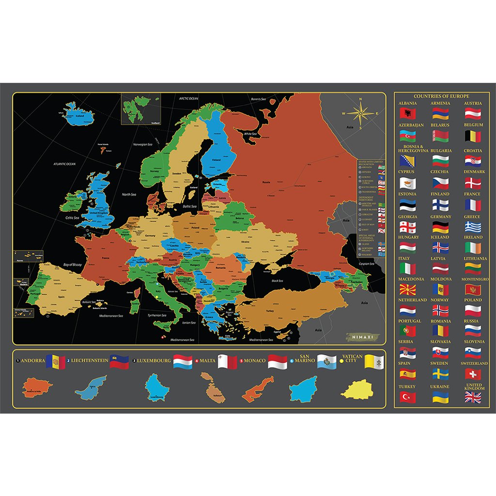 Europakarte zum Rubbeln
